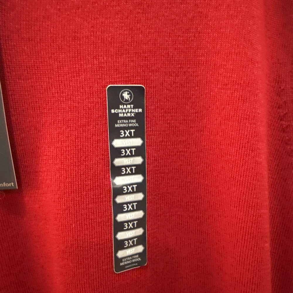 Hart Schaffner Marx Extra Fine Merino Wool Sweater Vest Mens Big & Tall 3XT Red - Picture 4 of 7